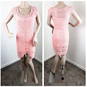 You Are Not Alone peach high low lace dress